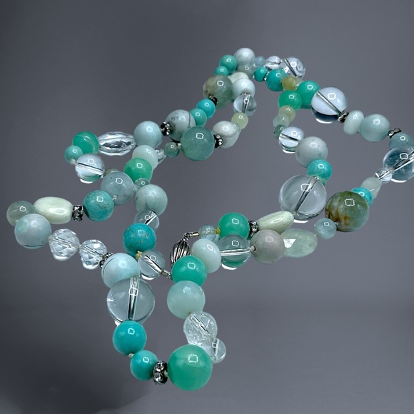 🌺Vintage Sterling, Turquoise, Amazonite, Chrysoprase + Necklace - Picture 13 of 15